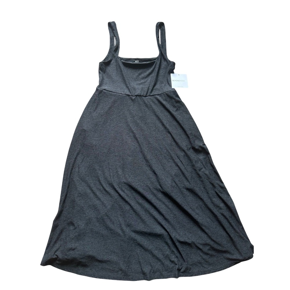 Beyond Yoga Womens Spacedye Midi Dress Charcoal Grey Heather LWSD6171 Size M NWT
